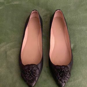 Black leather Kate Spade slip on flats